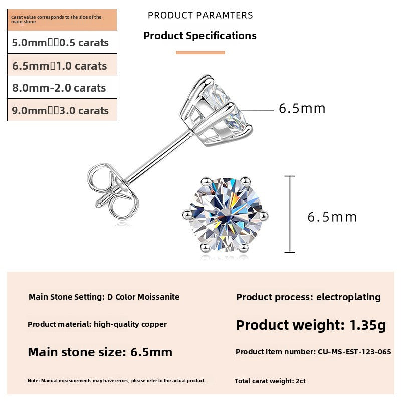 The Elara 1ct Moissanite Studs in Gold Plated