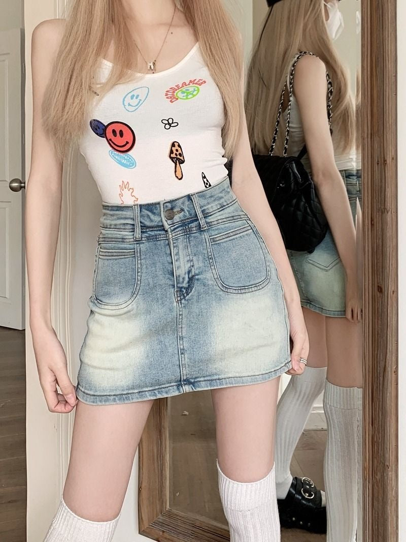 The Jolene Vintage-Wash Stretch Denim Mini Skirt, photo 5