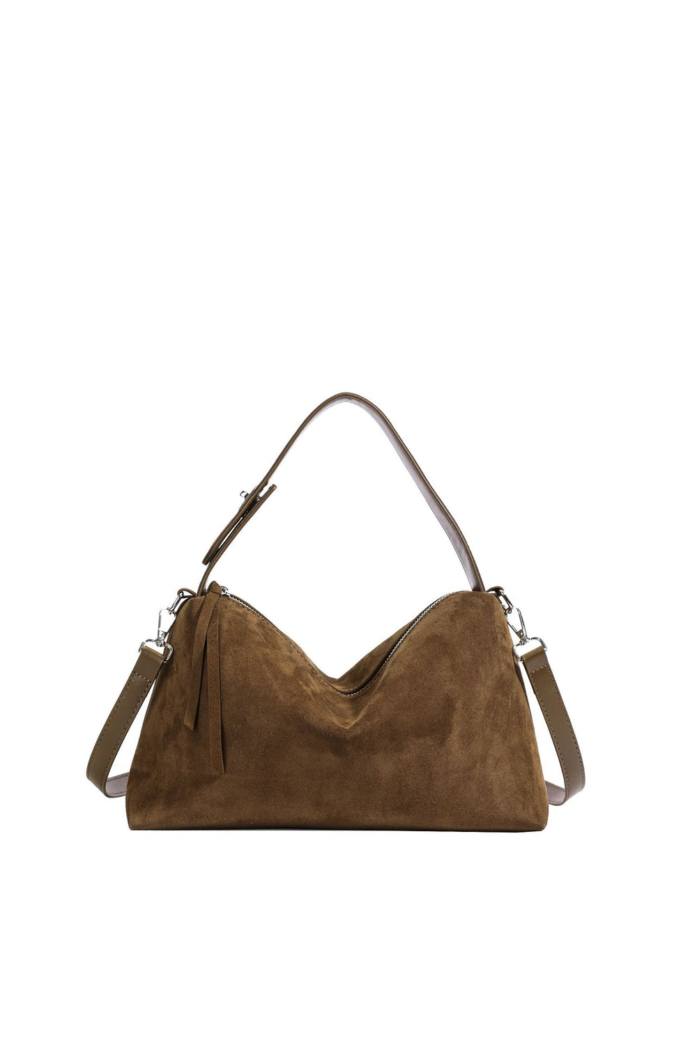 The Odette Frosted Faux-Suede Shoulder Bag in Espresso