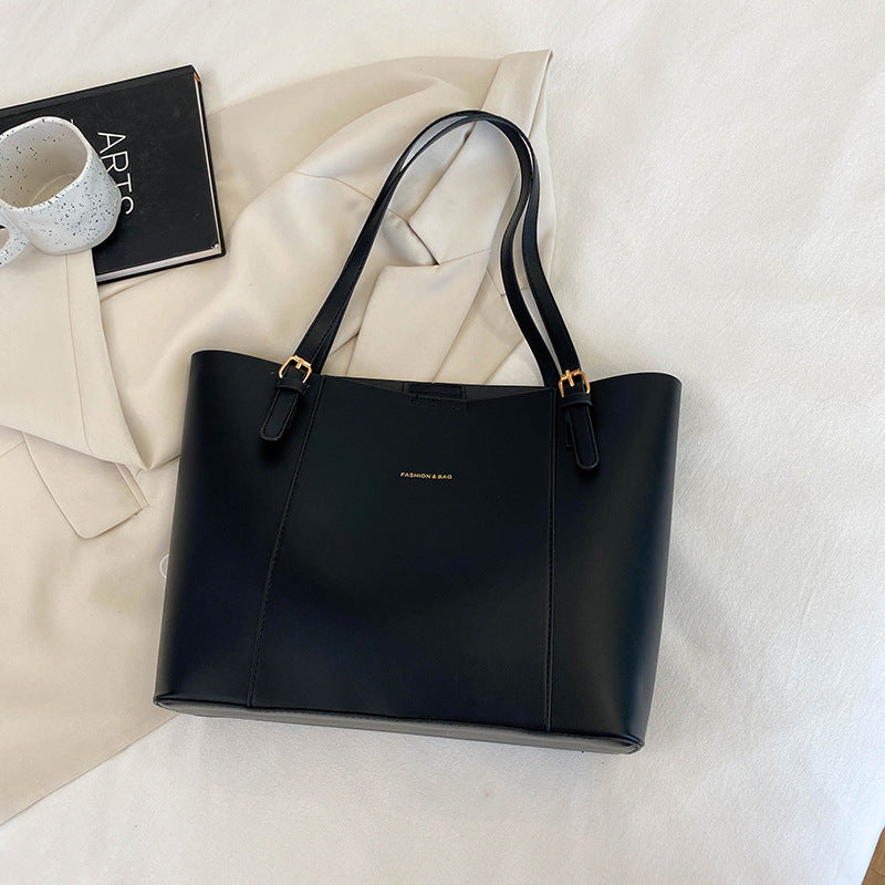 The Margaux Structured Faux-Leather Shoulder Tote in Black