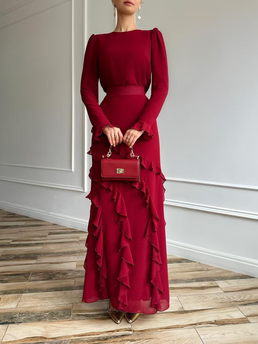The Belladonna Ruffle-Trimmed Chiffon Maxi Dress, photo 4