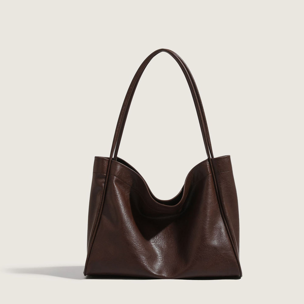 The Eloise Soft Faux-Leather Everyday Tote in Coffee Brown