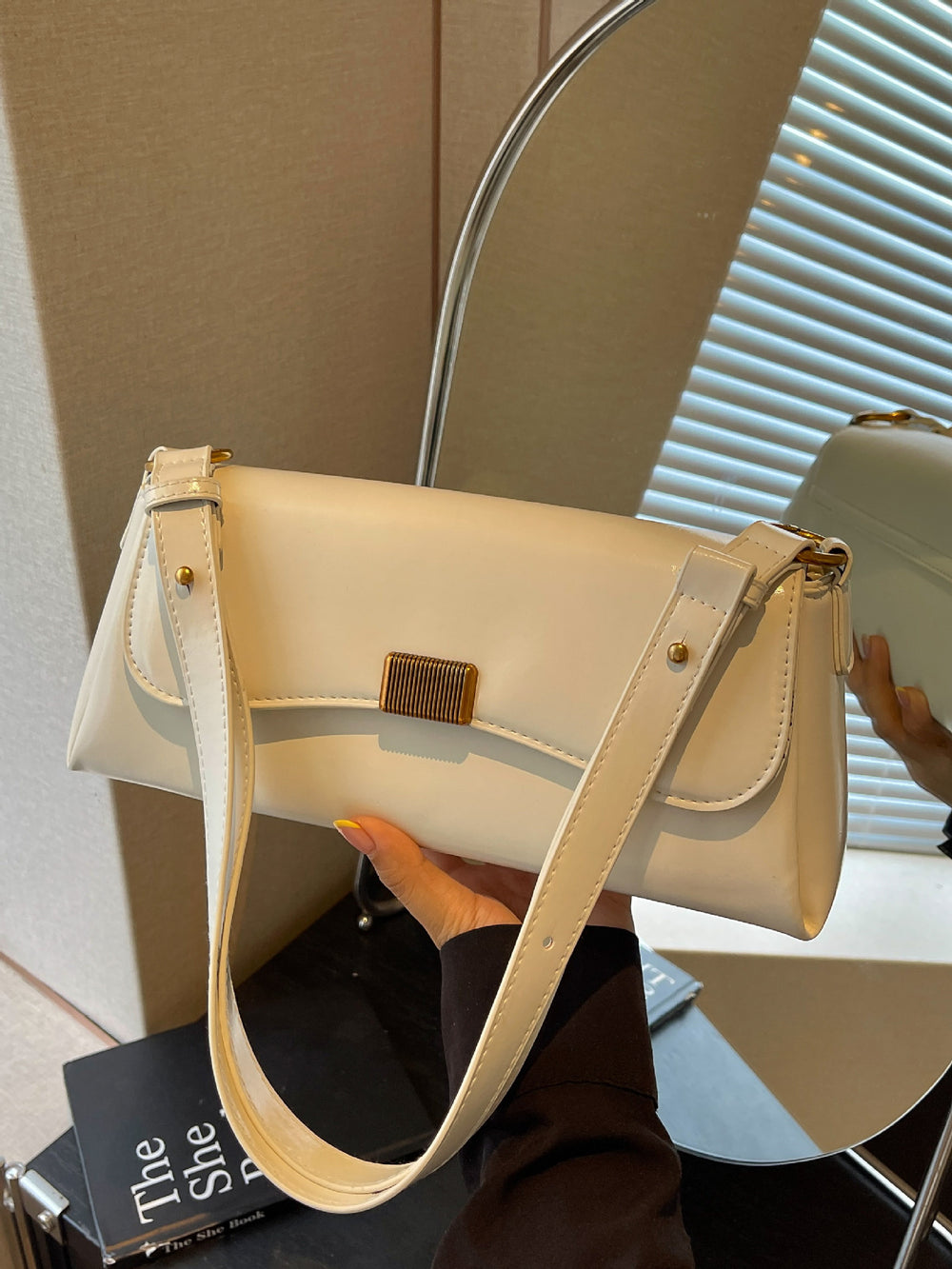 The Vivienne Glossy Faux-Leather Baguette Bag, photo 4