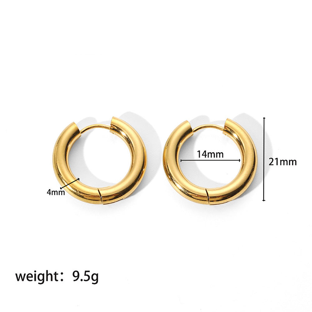 The Lune Waterproof Chunky Huggie Hoops in Gold - 21 mm