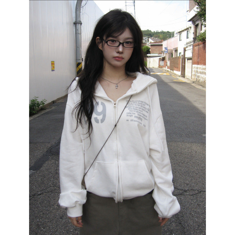 The Remy Oversized Zip-Up Hoodie in White