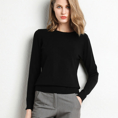 The Nora Fine-Knit Crewneck Sweater in Black
