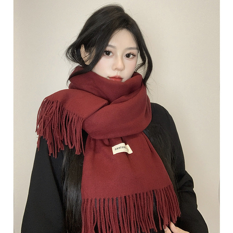 The Sloane Oversized Brushed Scarf in Burgundy