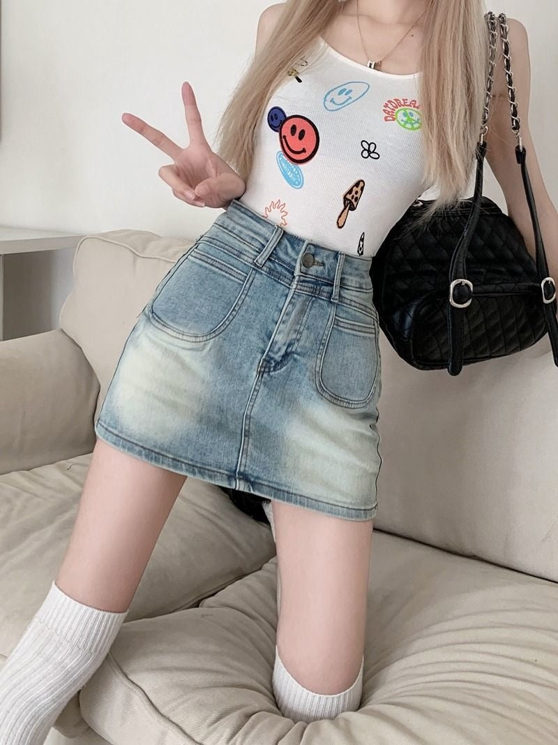The Jolene Vintage-Wash Stretch Denim Mini Skirt, photo 3