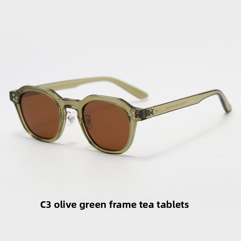 Holloway Sun Keyhole Panto Sunglasses in Olive / Tea