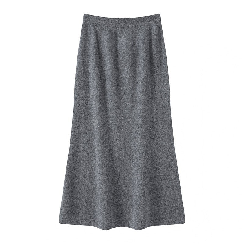 The Elodie Wool-Blend A-Line Maxi Skirt in Gray