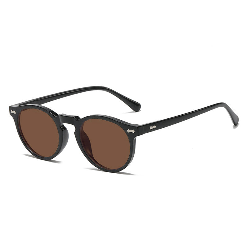 Ellery Sun Round Panto Sunglasses in Black / Tea