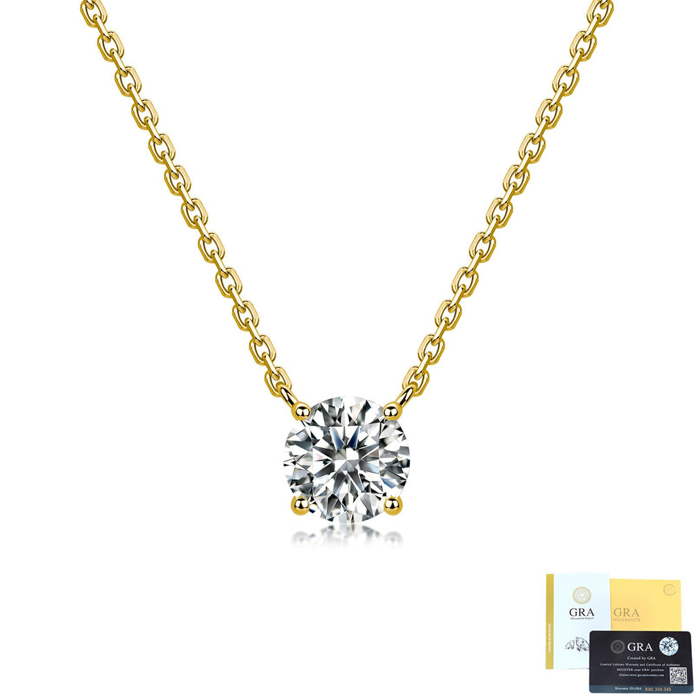 The Solene Moissanite Solitaire Pendant in 14K Gold