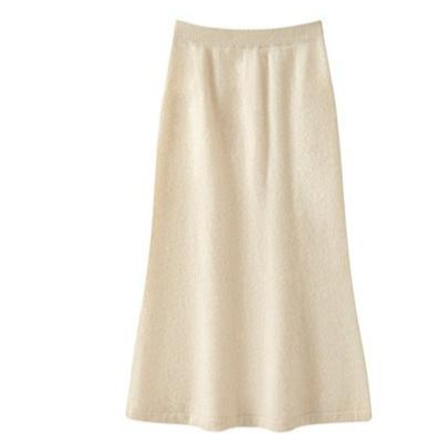 The Elodie Wool-Blend A-Line Maxi Skirt in Beige