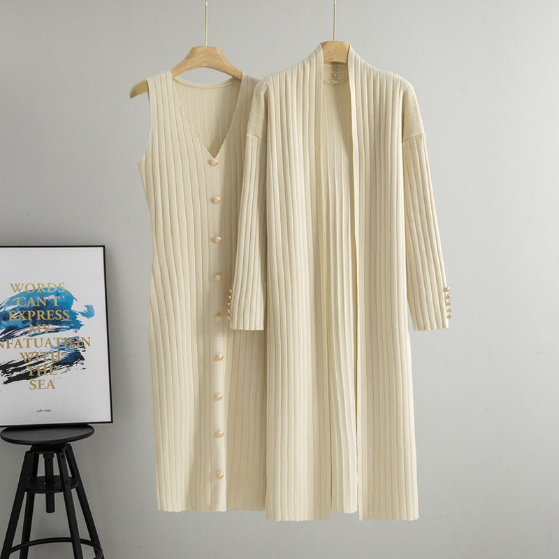 Women's Knitted Cardigan and Dress Set