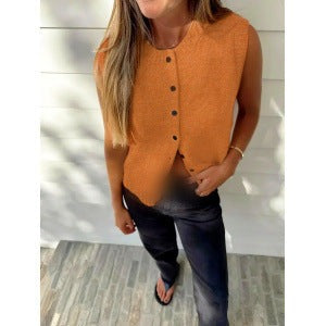 The Agnes Button-Front Knit Vest