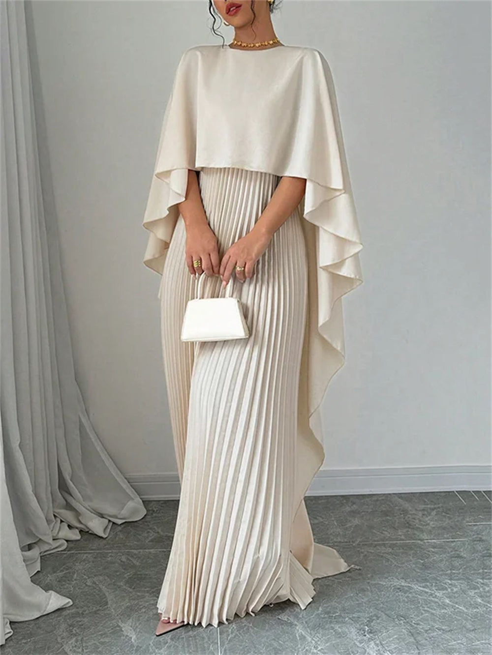 The Elysian Two-Piece Column Maxi Dress & Draped Shawl Set, photo 3