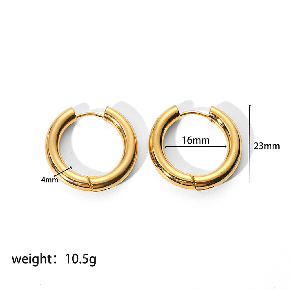 The Lune Waterproof Chunky Huggie Hoops in Gold - 23 mm