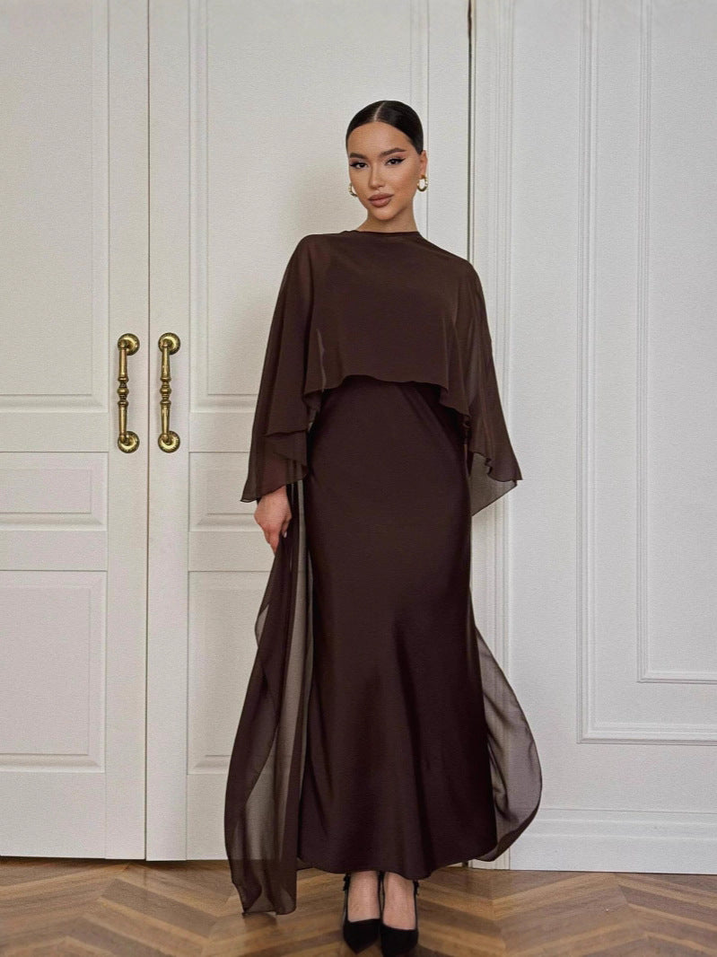 The Valérie Two-Piece Chiffon Cape-Shawl & Column Maxi Dress Set, photo 3