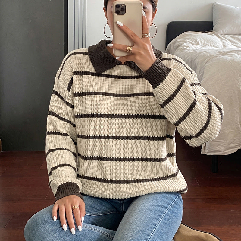 The Rory Striped Polo-Collar Sweater, photo 2