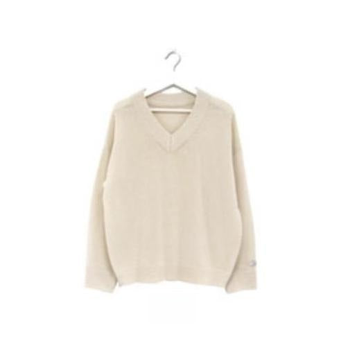 The Harper Oversized V-Neck Sweater in Beige