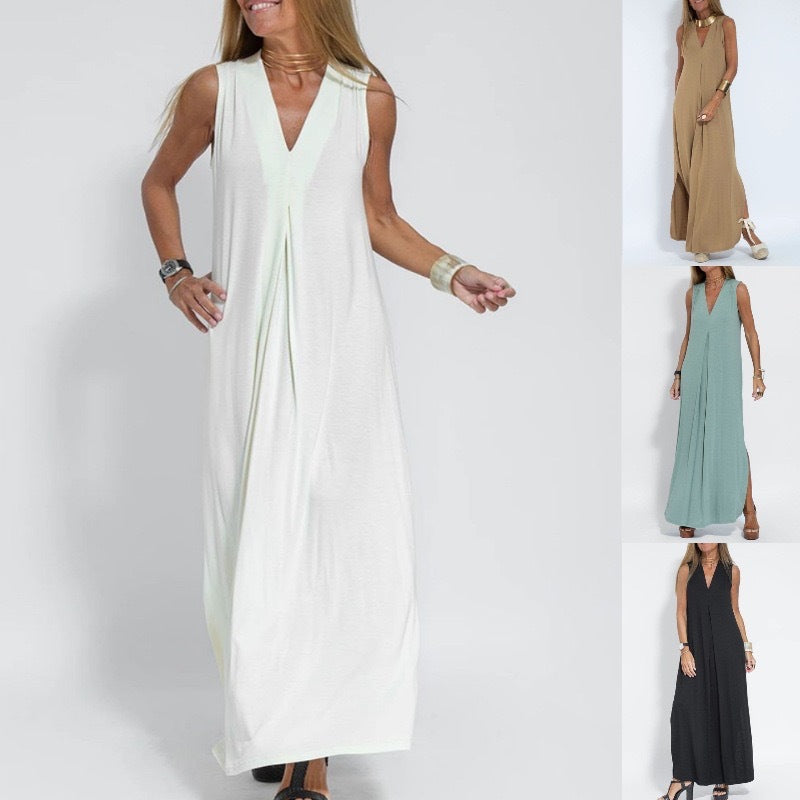 The Solstice Two-Piece Pleated V-Neck Maxi Dress & Duster Cardigan Set, photo 3