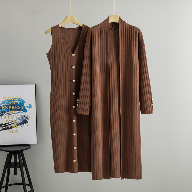 Women's Knitted Cardigan and Dress Set