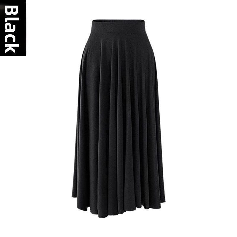 The Greer Pleated Midi Skirt in Black