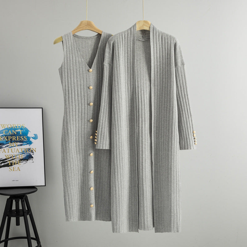 Women's Knitted Cardigan and Dress Set