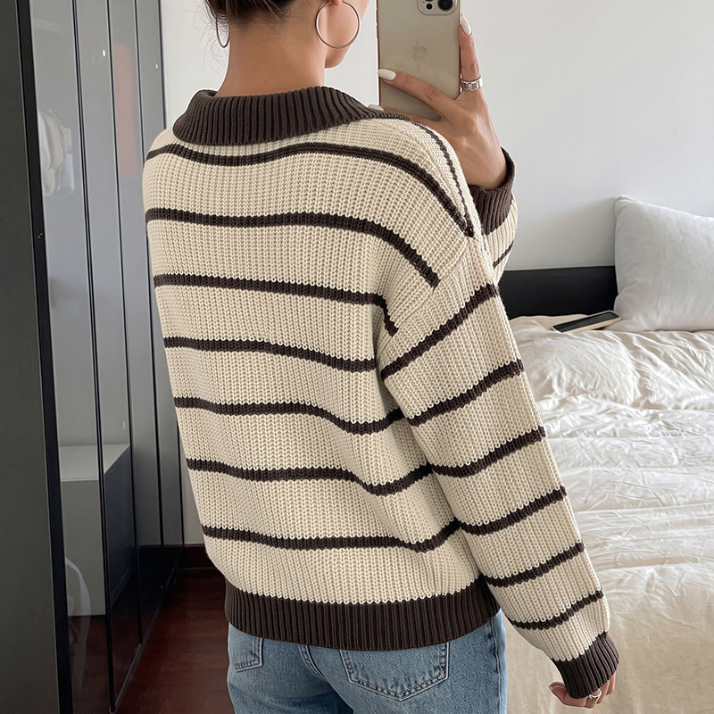 The Rory Striped Polo-Collar Sweater, photo 3