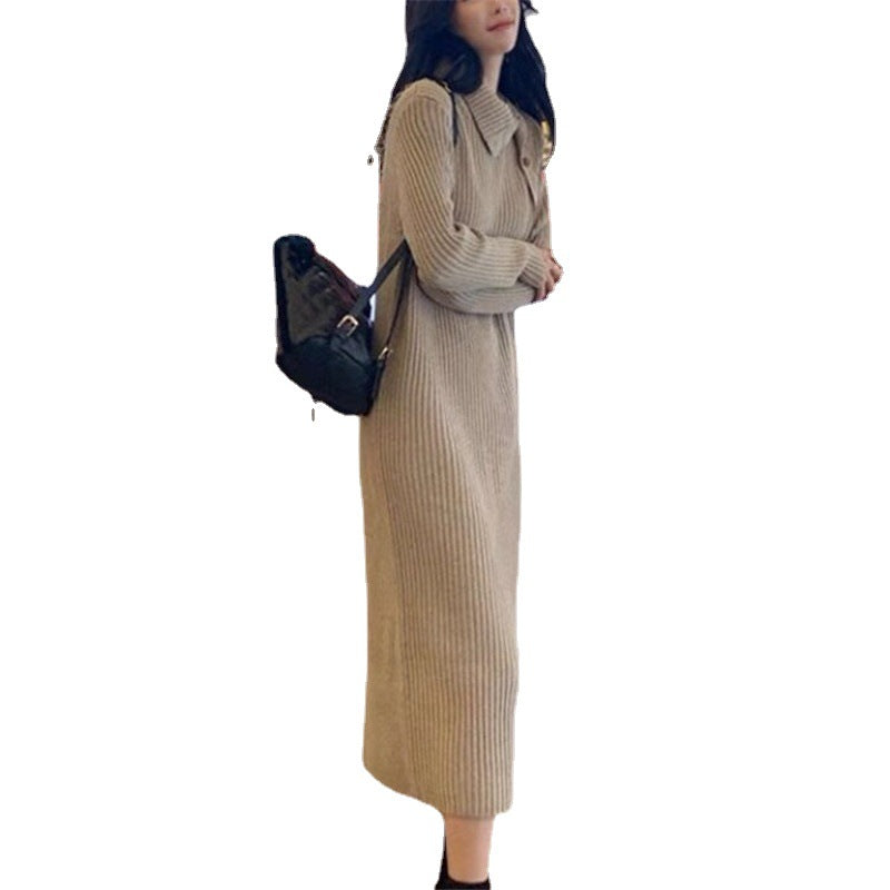 Turtleneck Knitted Mid-Length Dress