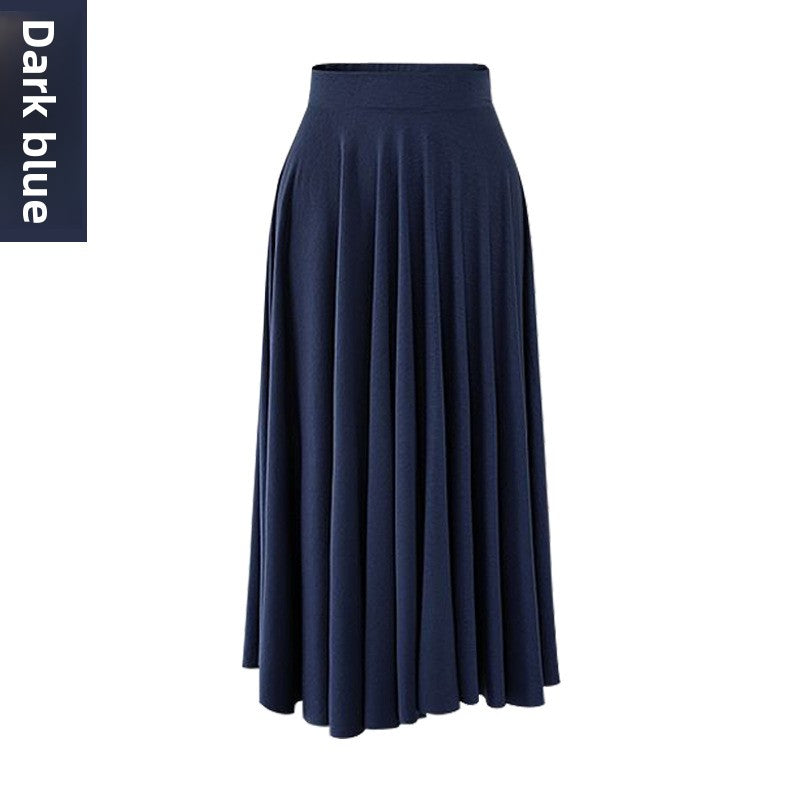 The Greer Pleated Midi Skirt in Navy