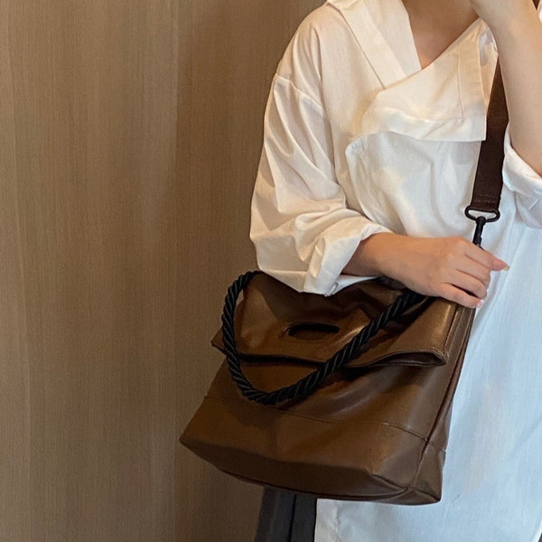 The Marlowe Slouchy Fold-Over Faux-Leather Tote, photo 3