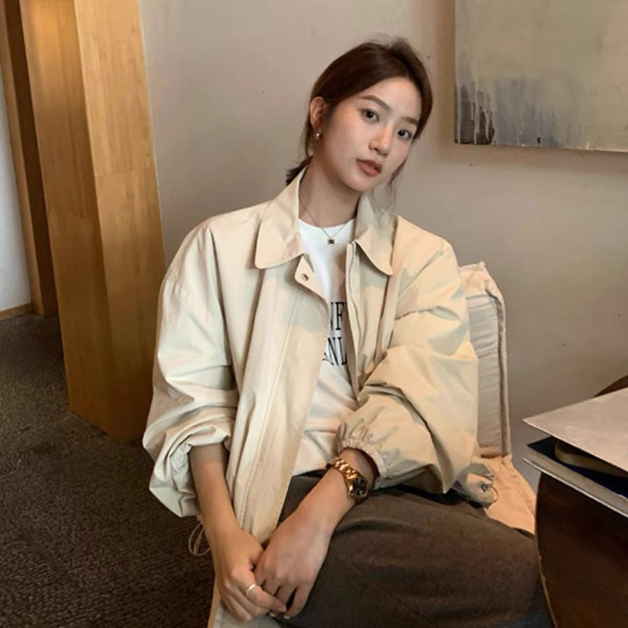 The Quinn Cropped Stand-Collar Jacket in Apricot