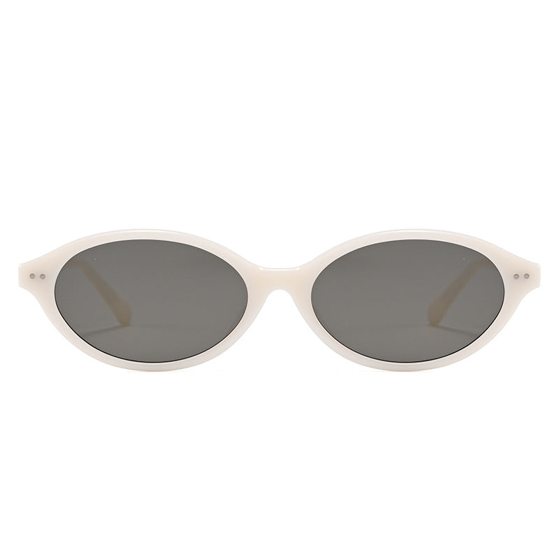 Praline BR1 Oval Cat-Eye Sunglasses in White / Gray