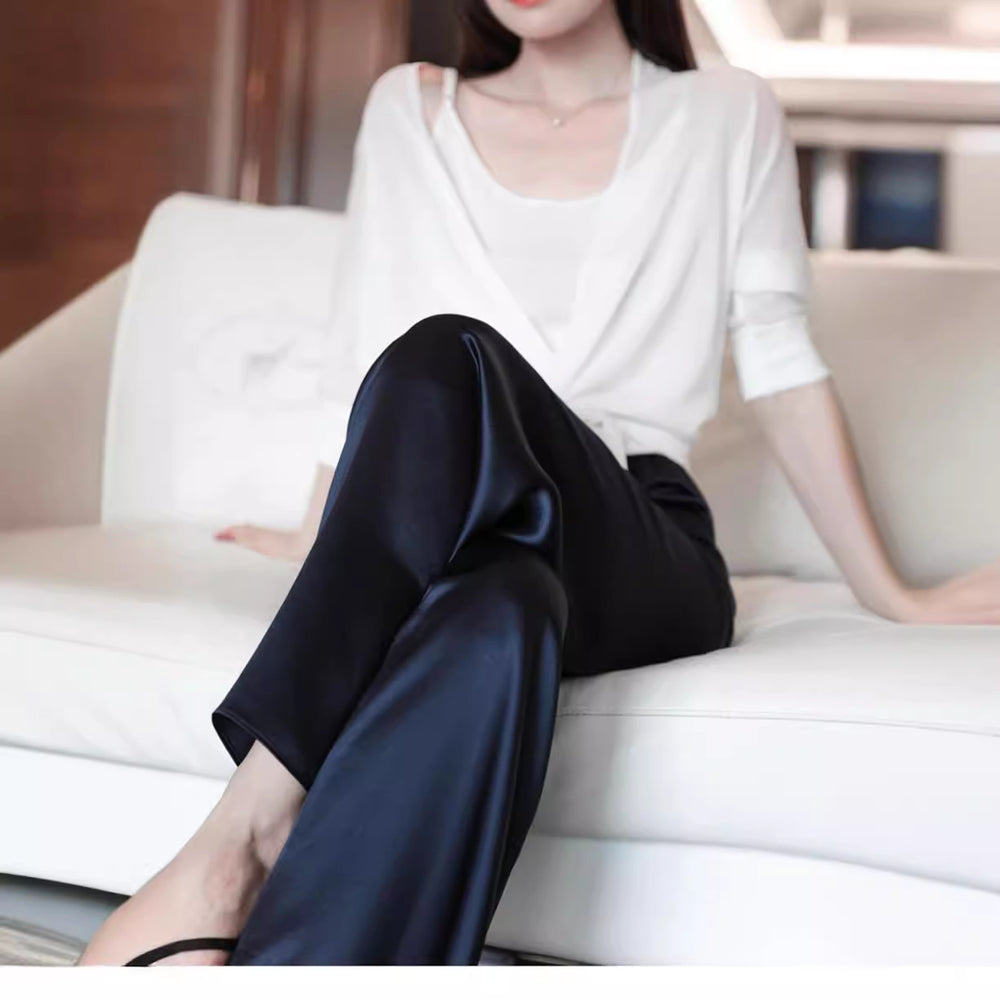 The Celeste Satin-Finish High-Waist Wide-Leg Pants, photo 5