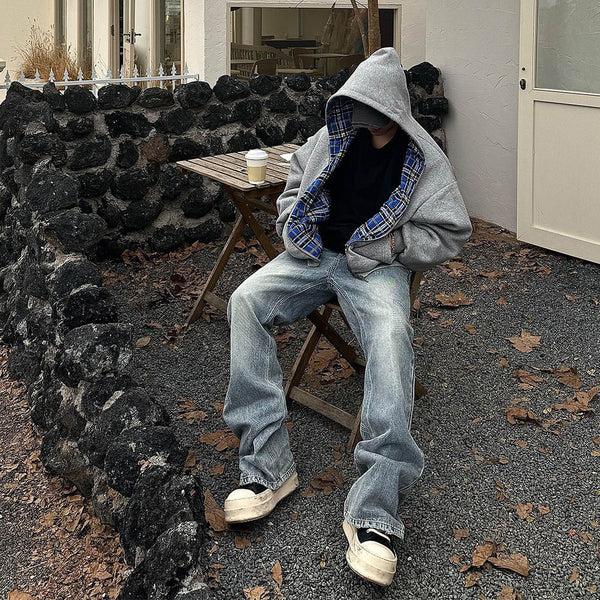 Reversible Zip Front Hooded Sweatshirt