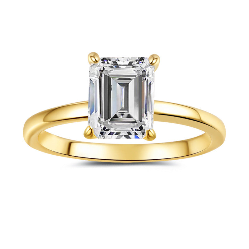The Vaux Emerald-Cut Moissanite Ring in 18k gold 3 carats super sparkling zircon