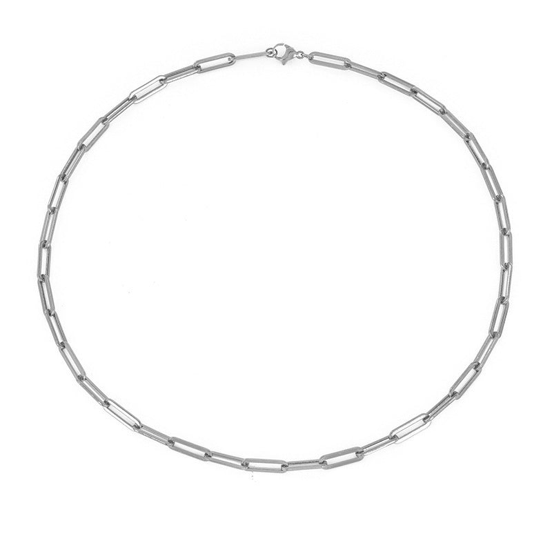 The Mira Waterproof Paperclip Chain Necklace in Silver - 16.5 in