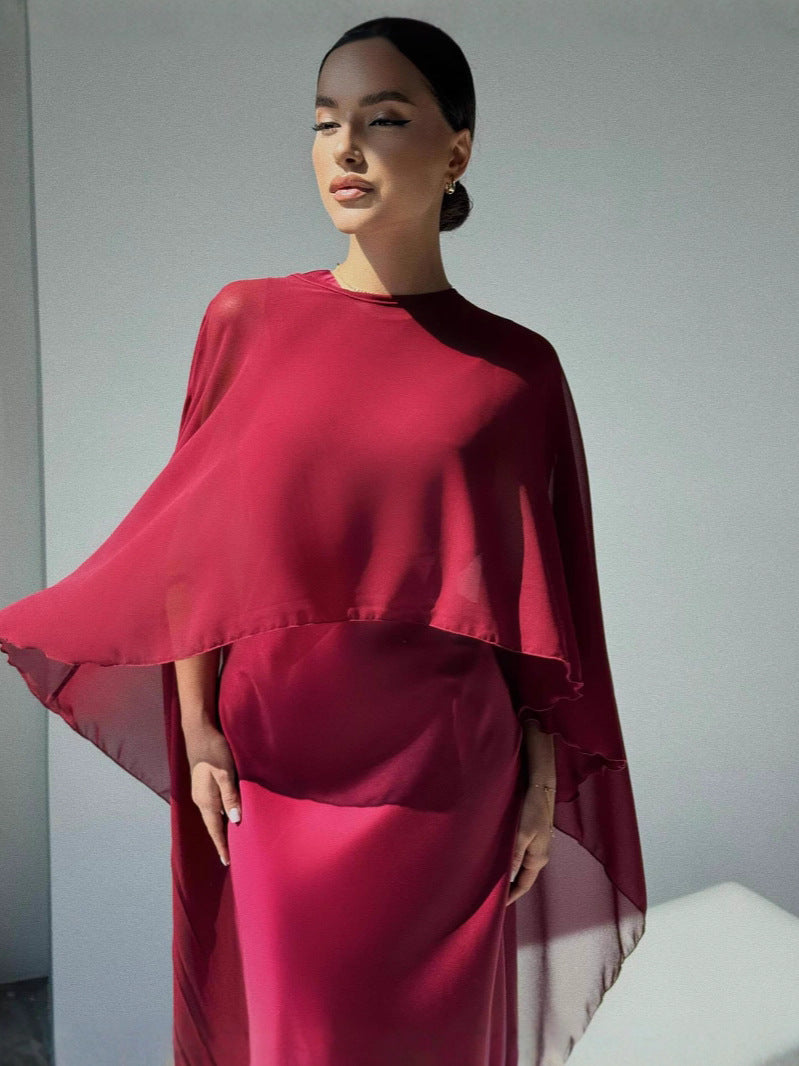 The Valérie Two-Piece Chiffon Cape-Shawl & Column Maxi Dress Set, photo 5