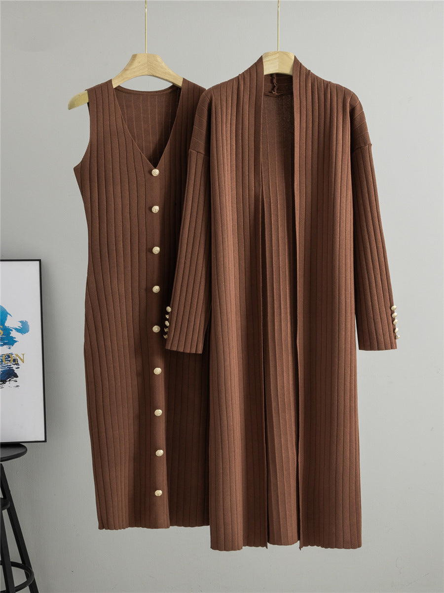 Women's Knitted Cardigan and Dress Set