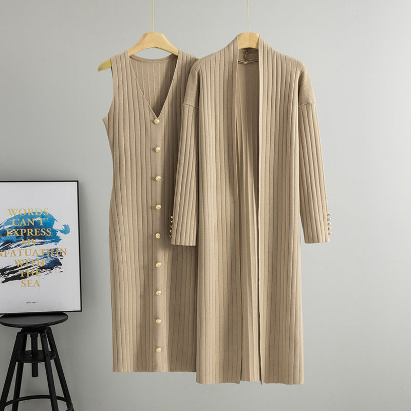 Women's Knitted Cardigan and Dress Set