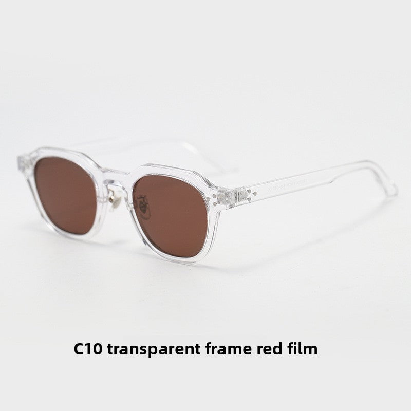 Holloway Sun Keyhole Panto Sunglasses in Crystal / Red