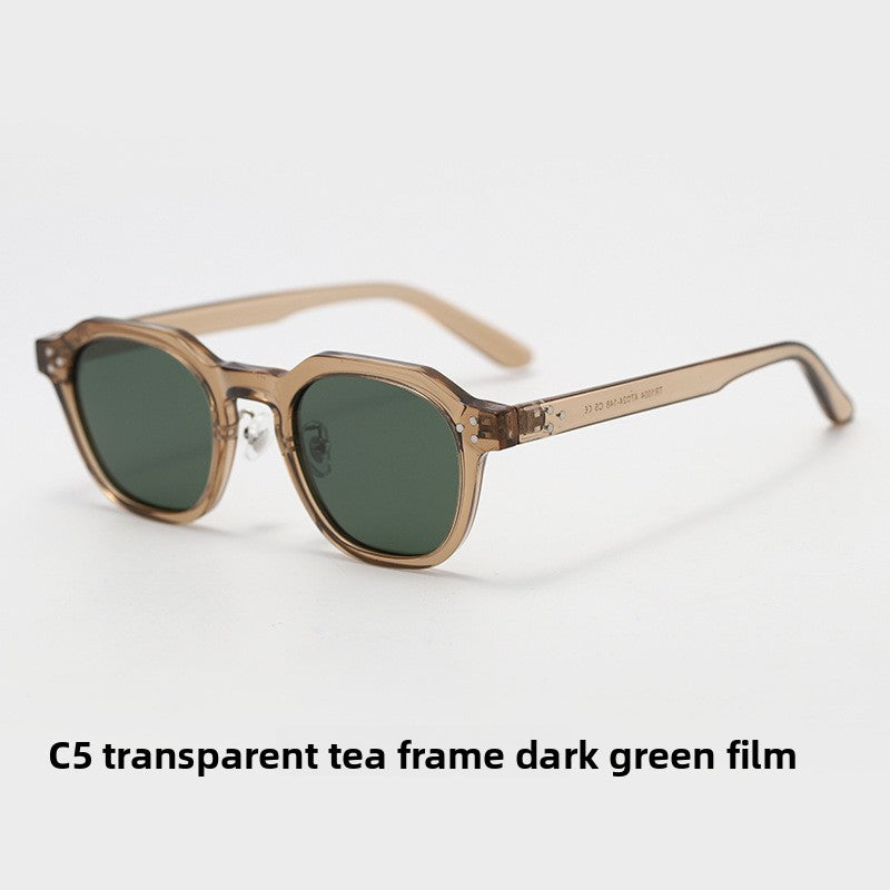 Holloway Sun Keyhole Panto Sunglasses in Clear Tea / Dark Green