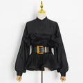 Fashion Womens Stand Collar Long Sleeve Shirt