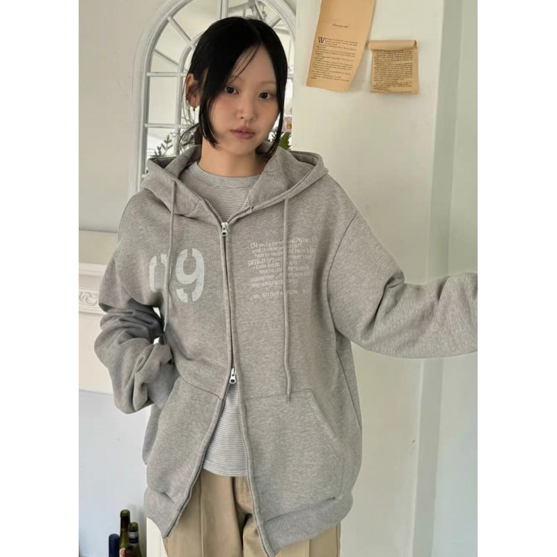 The Remy Oversized Zip-Up Hoodie in Gray