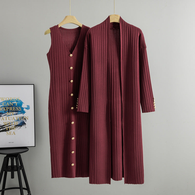 Women's Knitted Cardigan and Dress Set