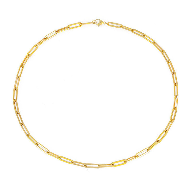 The Mira Waterproof Paperclip Chain Necklace in Gold - 16.5 in