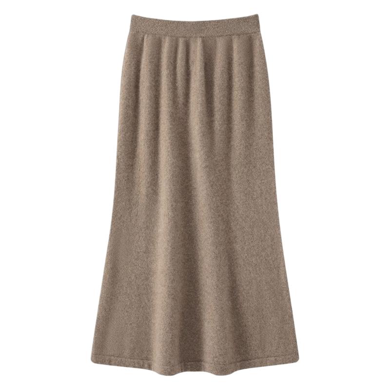 The Elodie Wool-Blend A-Line Maxi Skirt in Camel