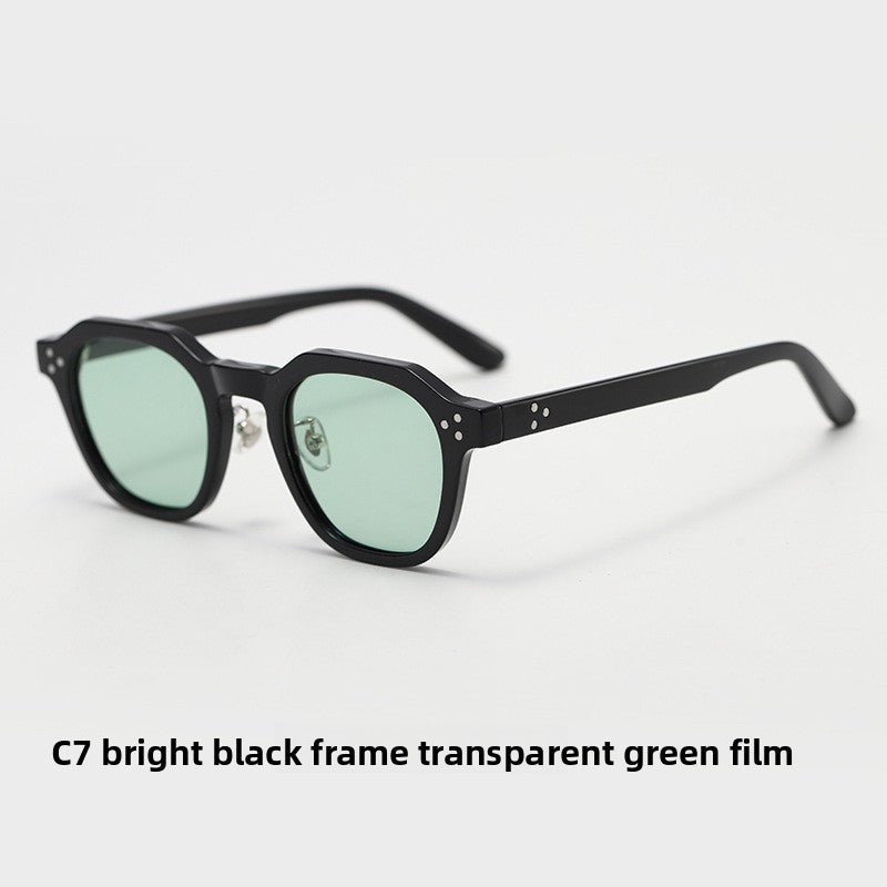 Holloway Sun Keyhole Panto Sunglasses in Black / Clear Green