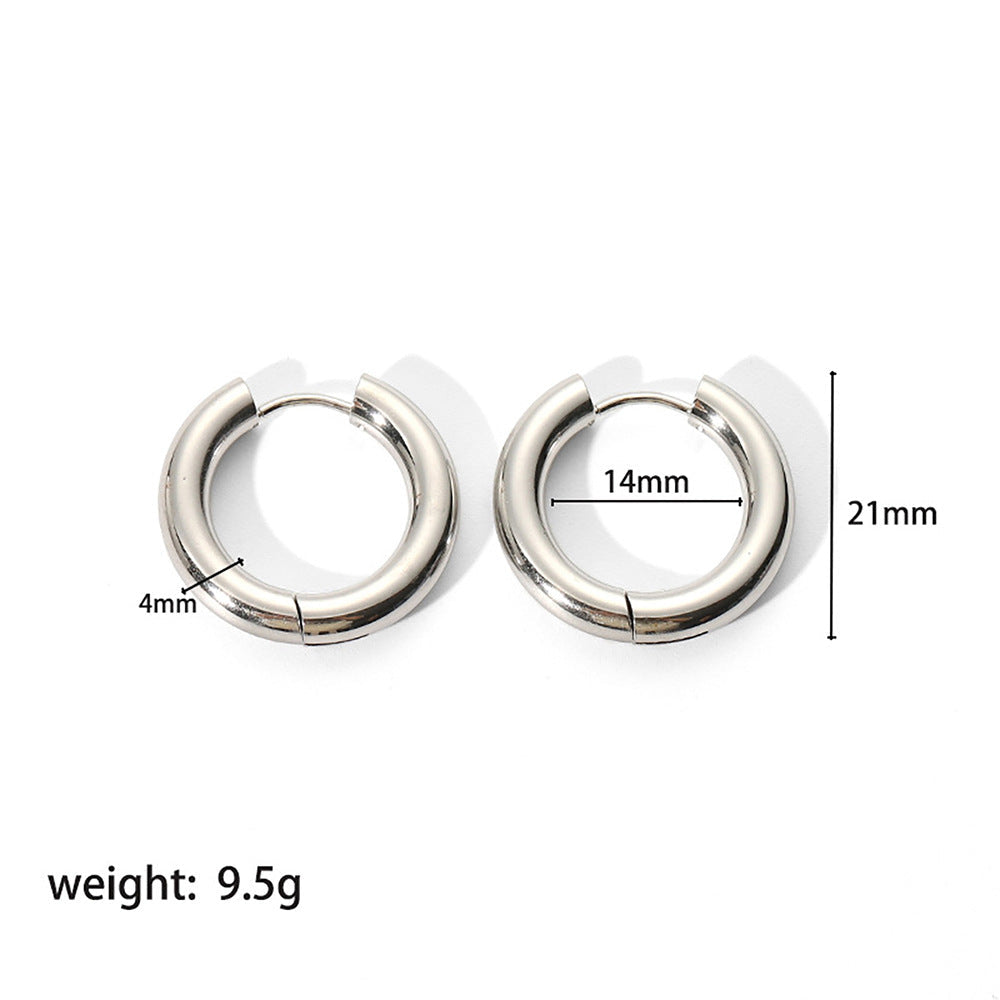 The Lune Waterproof Chunky Huggie Hoops in Silver - 21 mm